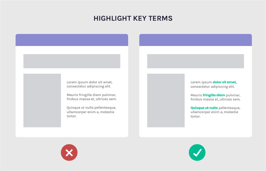 Increase legibility by highlighting key terms